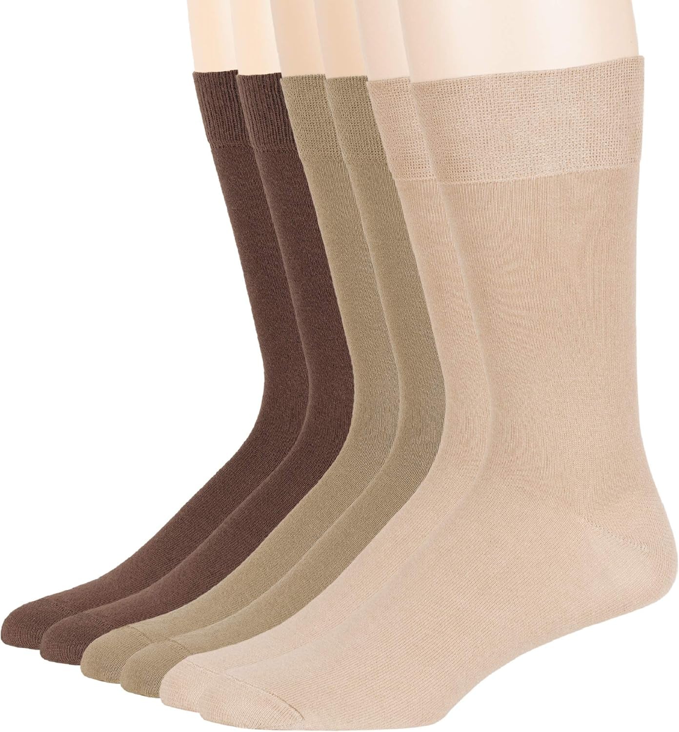 Men'S Dress Socks Cotton-6 Pack-Xl-L-Big Tall-Brown Beige Blue Black Grey Khaki