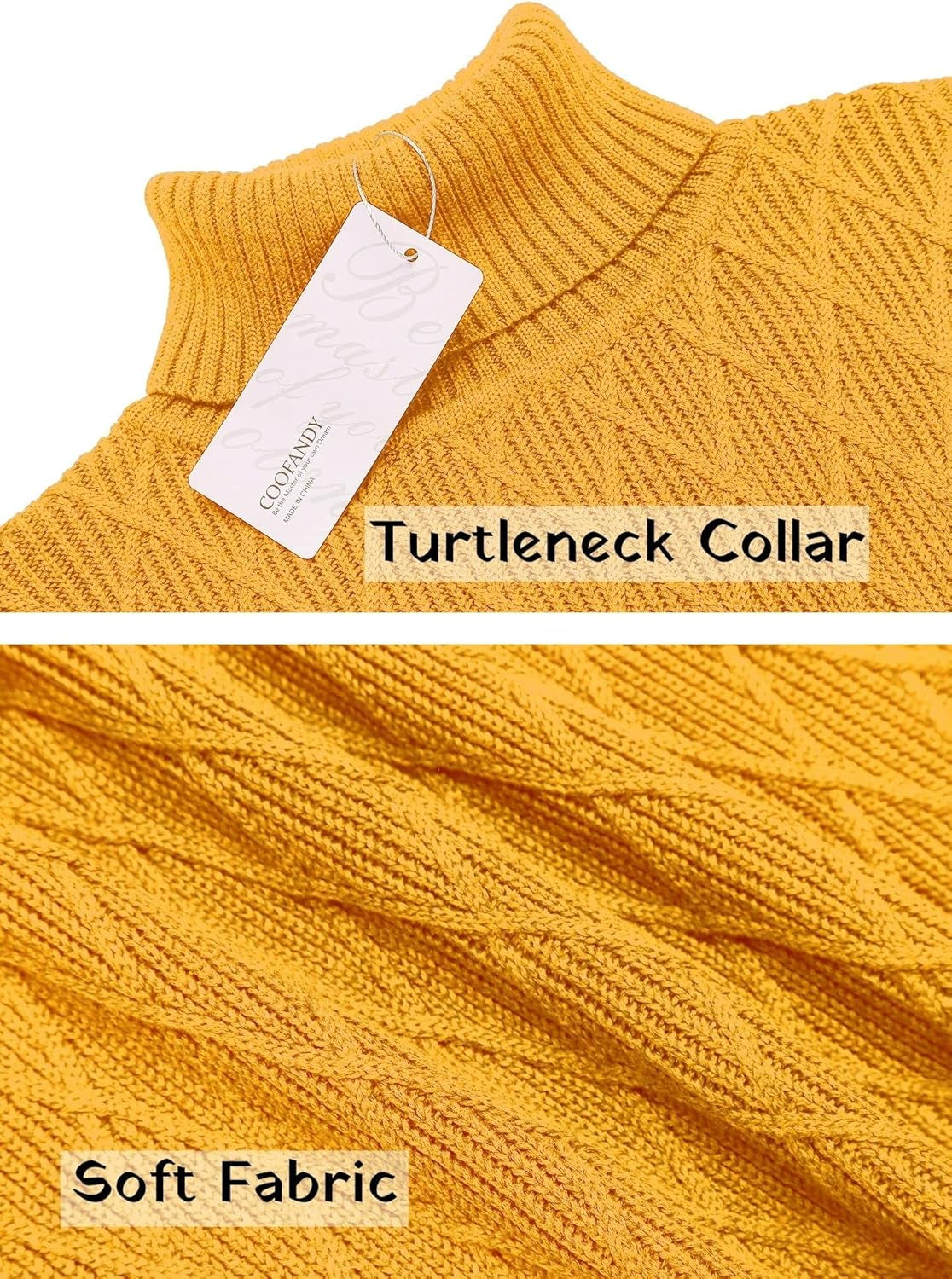Men'S Slim Fit Turtleneck Sweater Knitted Thick Cotton Pullover Sweaters