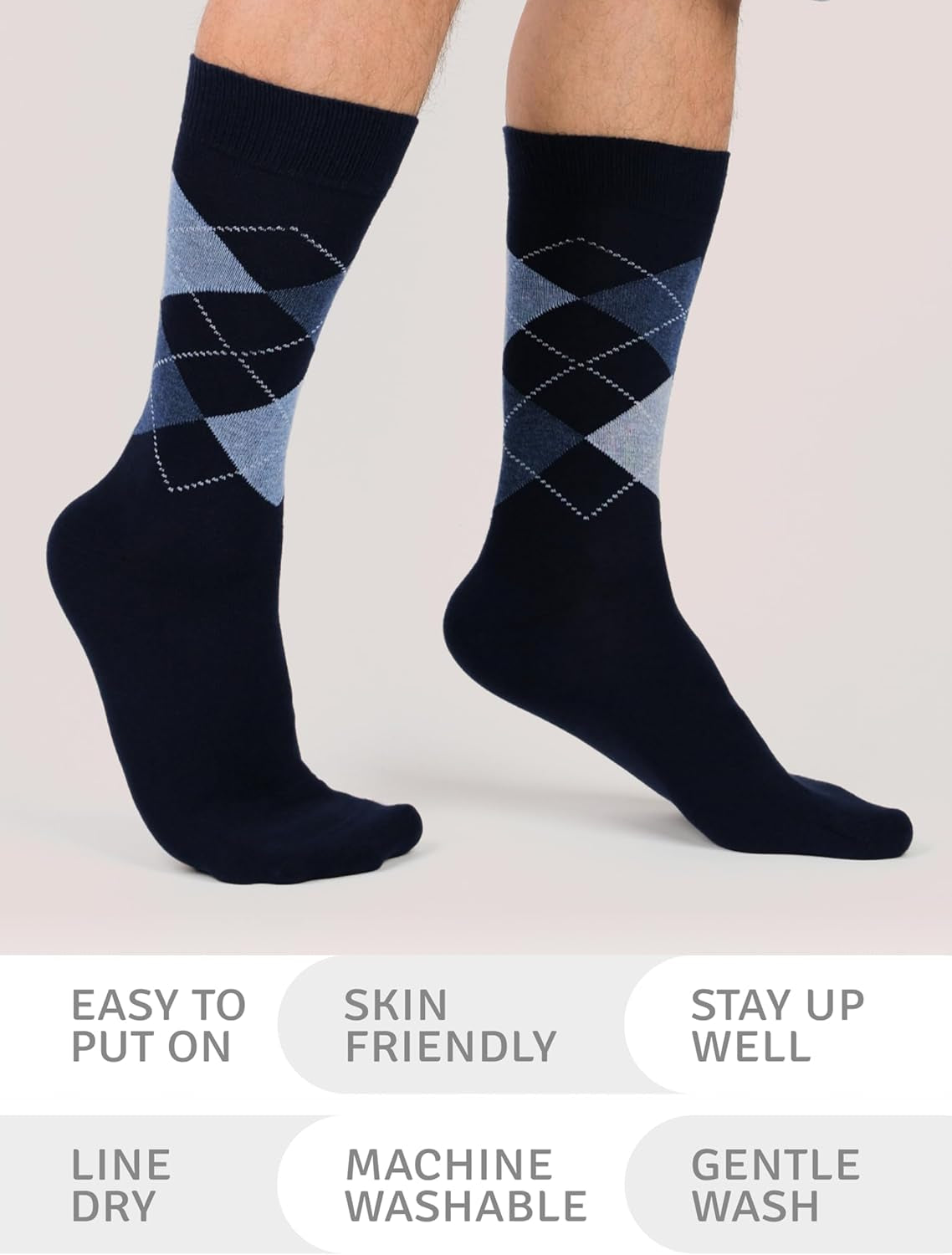 Men'S Colorful Argyle or Solid Design Fashion Dress Socks, Crew Length, US Size 8-12, 3 Pairs