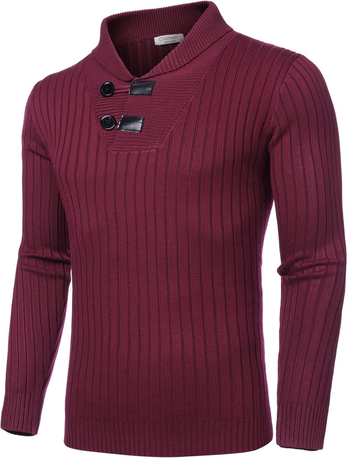 Men'S Shawl Collar Sweaters Casual Slim Fit Button Knitted Pullover Sweater