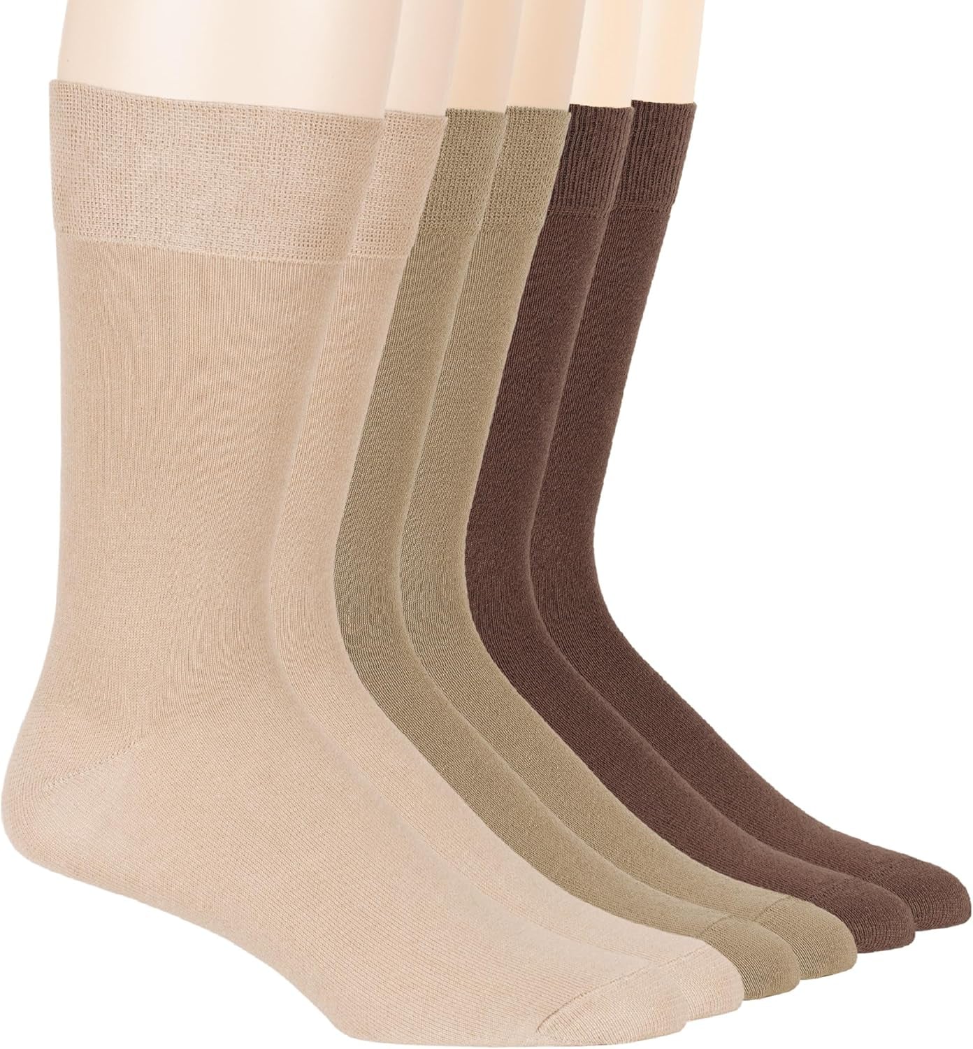 Men'S Dress Socks Cotton-6 Pack-Xl-L-Big Tall-Brown Beige Blue Black Grey Khaki