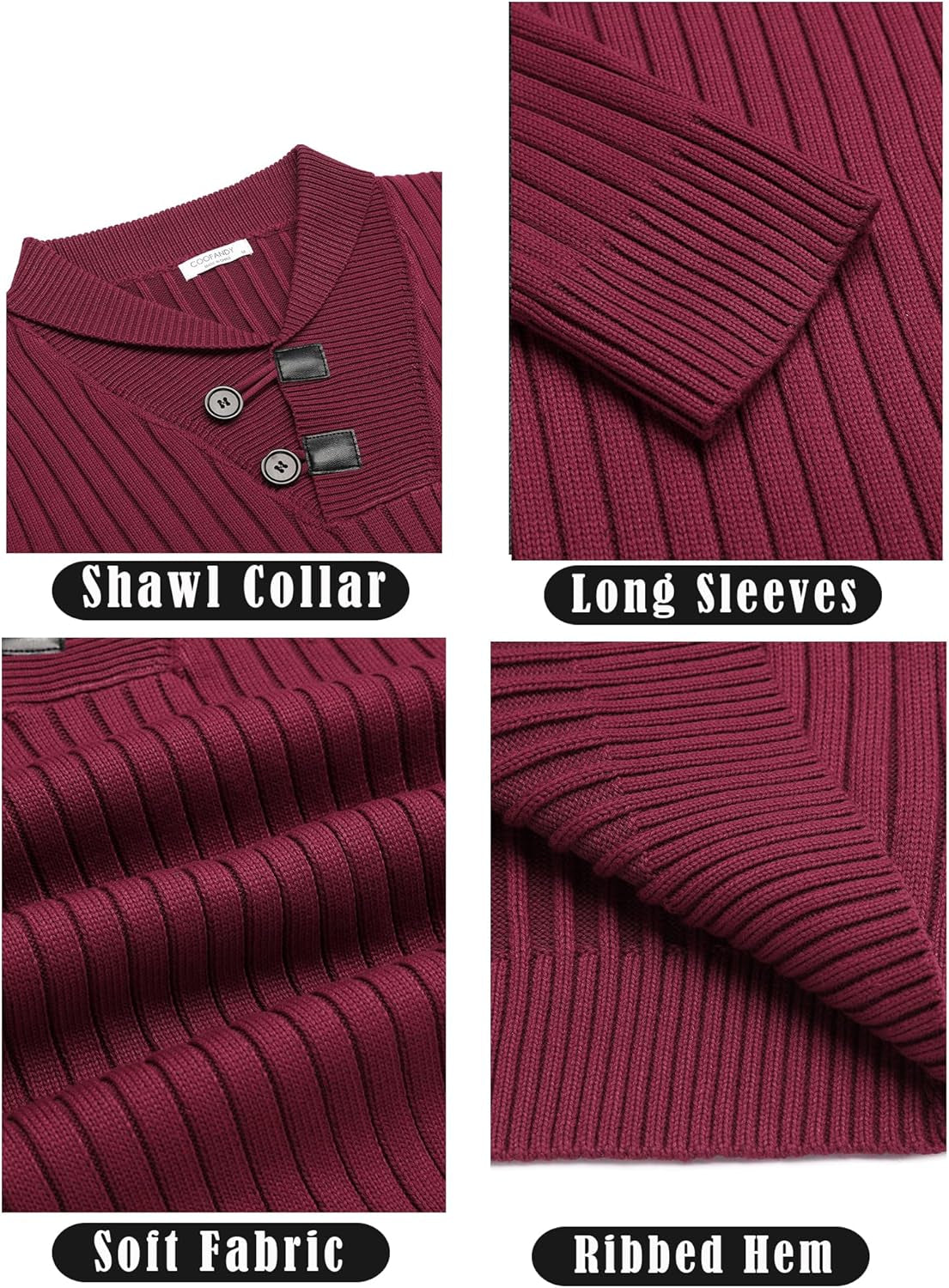 Men'S Shawl Collar Sweaters Casual Slim Fit Button Knitted Pullover Sweater