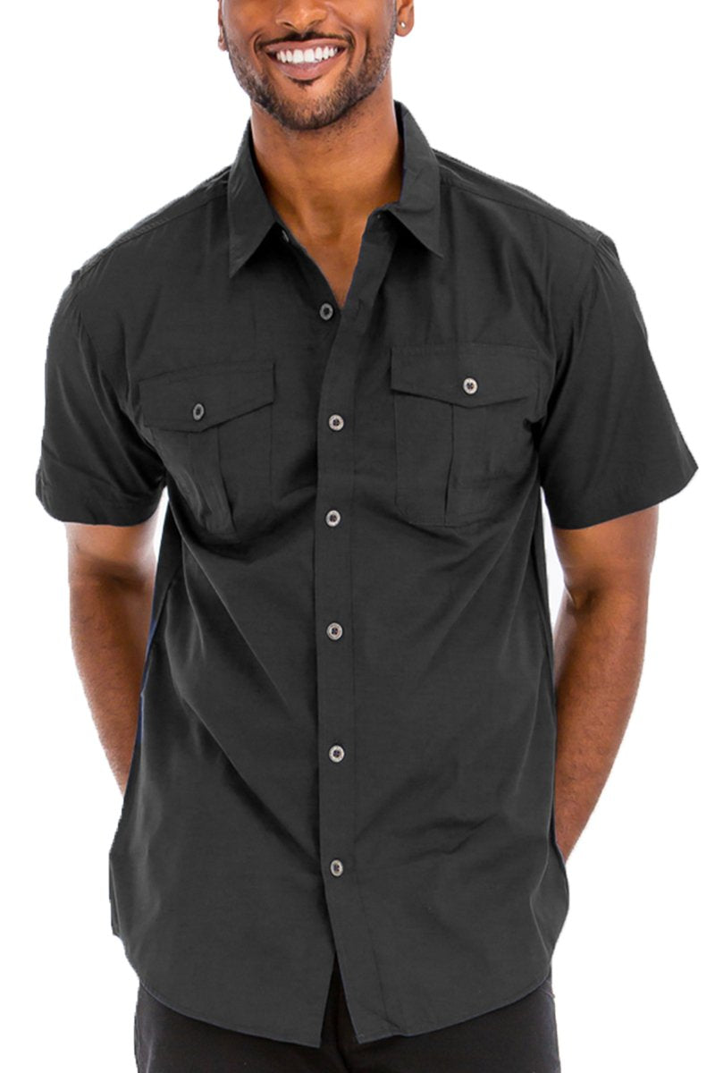 TWO POCKET BUTTON DOWN SHIRT (BLACK) – Alpha Gentlemen Suits TWO POCKET BUTTON DOWN SHIRT (BLACK) – Alpha Gentlemen Suits