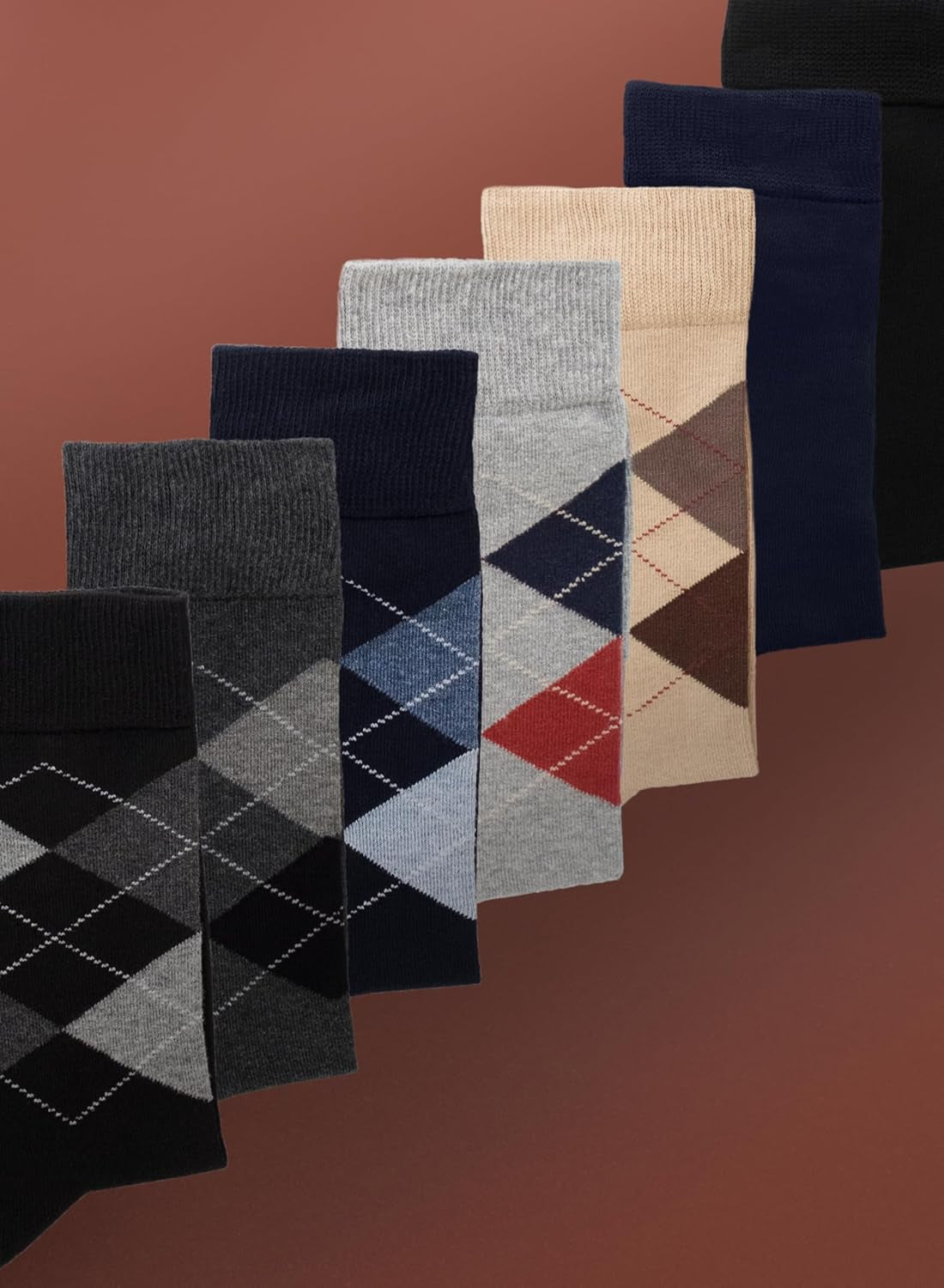 Men'S Colorful Argyle or Solid Design Fashion Dress Socks, Crew Length, US Size 8-12, 3 Pairs