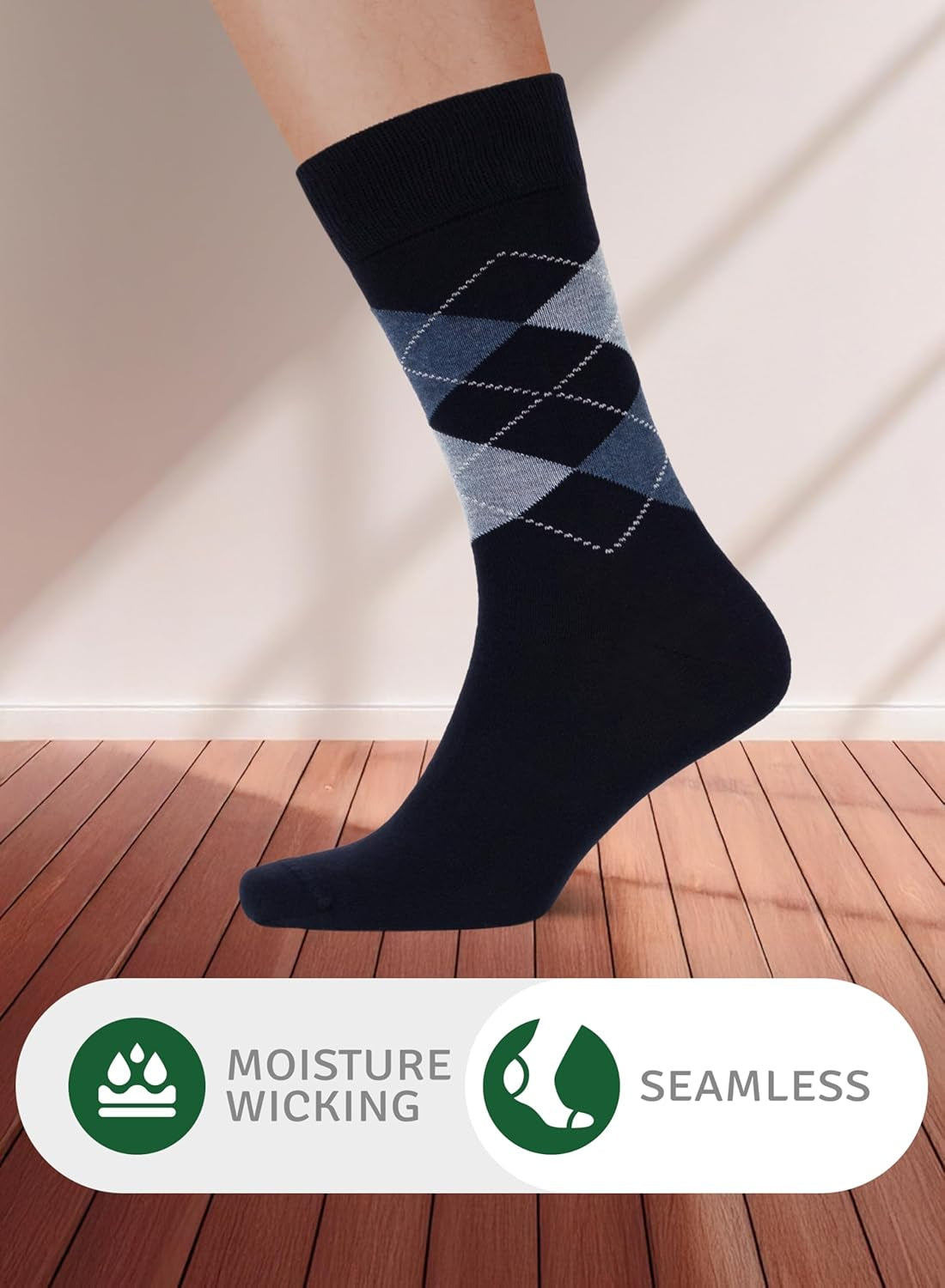 Men'S Colorful Argyle or Solid Design Fashion Dress Socks, Crew Length, US Size 8-12, 3 Pairs