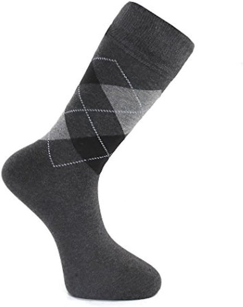 LAETA Men'S Colorful Argyle Fancy Design Fashion Dress Socks Crews Size (Grey (3 Pack))