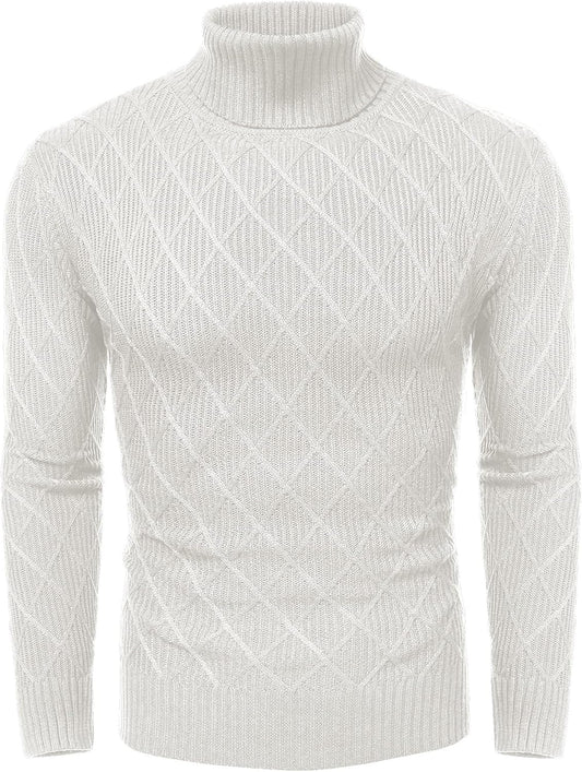 Men'S Slim Fit Turtleneck Sweater Knitted Thick Cotton Pullover Sweaters