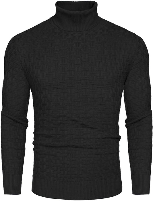 Men'S Slim Fit Turtleneck Sweaters Casual Cable Knitted Soft Pullover Sweaters