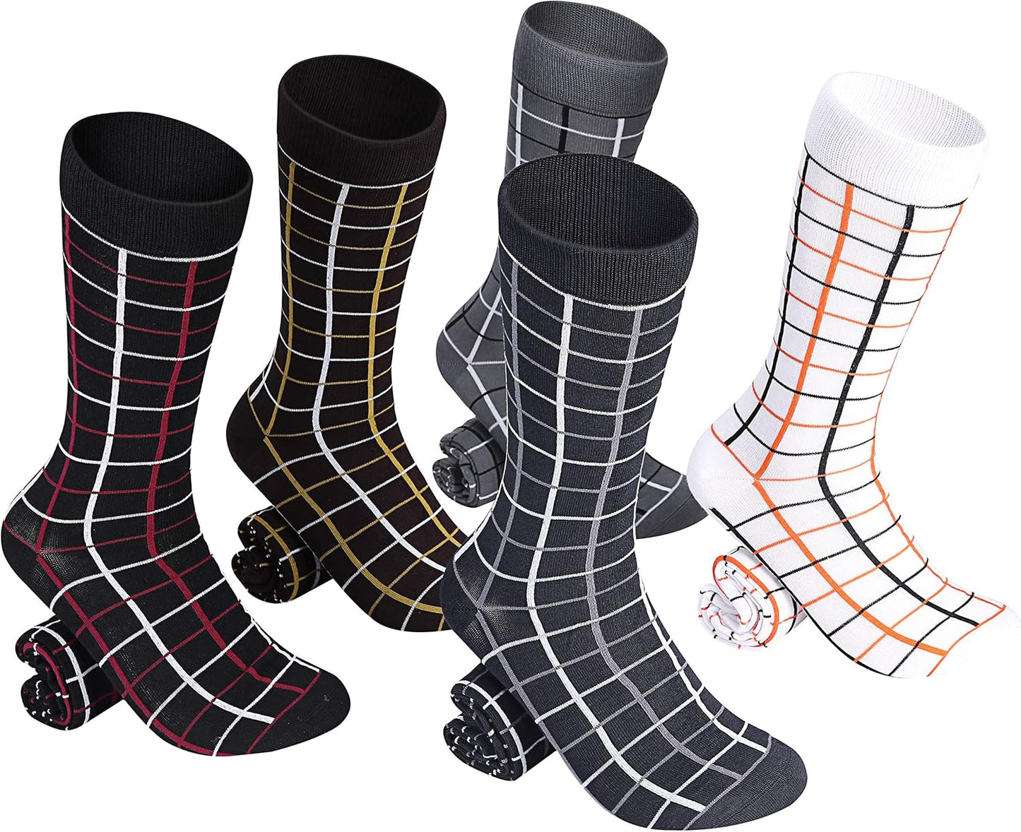 Marino Mens Patterned Dress Socks, Colorful Fun Socks, Fashion Cotton Socks - 5 Pack - Conventional Design Dress Socks