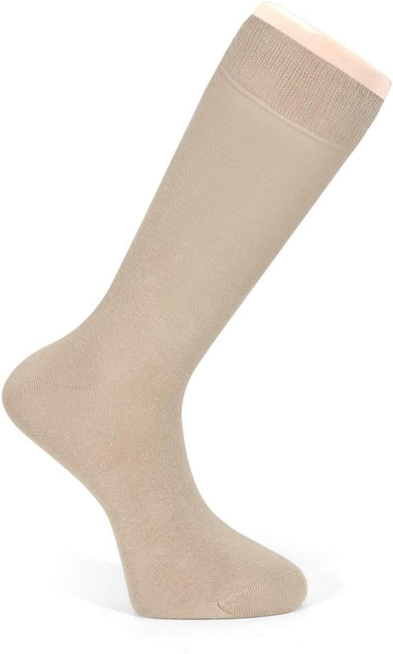 Men'S Plain Cotton Dress Socks, Crews Size (Beige (3 Pairs))