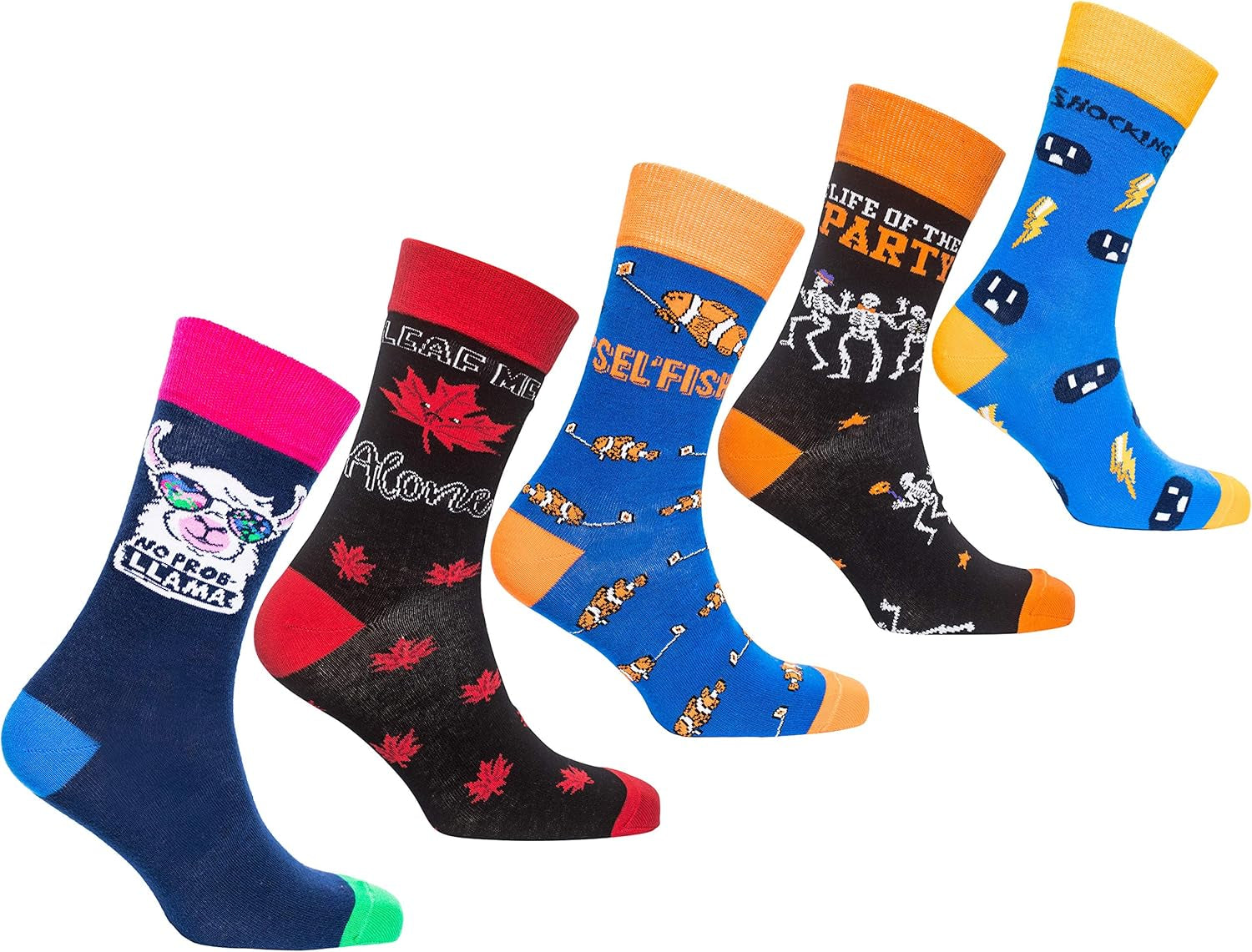 -Mens 5Pair Luxury Colorful Cotton Fun Novelty Dress Socks Gift Box