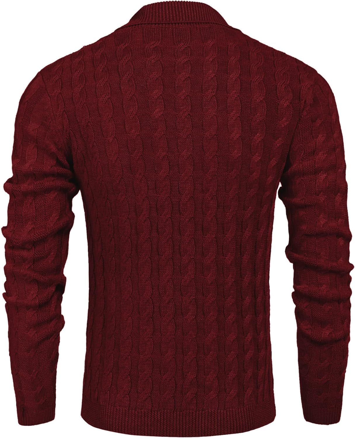 Men'S Shawl Collar Pullover Sweater Slim Fit Casual Button Cable Knit Sweaters