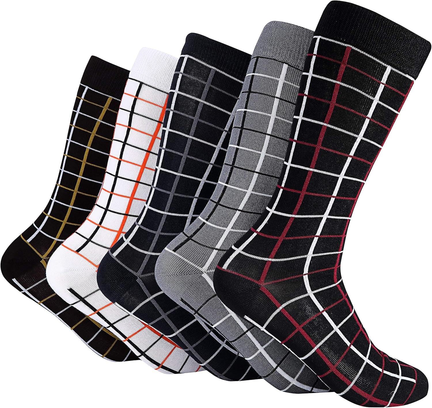 Marino Mens Patterned Dress Socks, Colorful Fun Socks, Fashion Cotton Socks - 5 Pack - Conventional Design Dress Socks