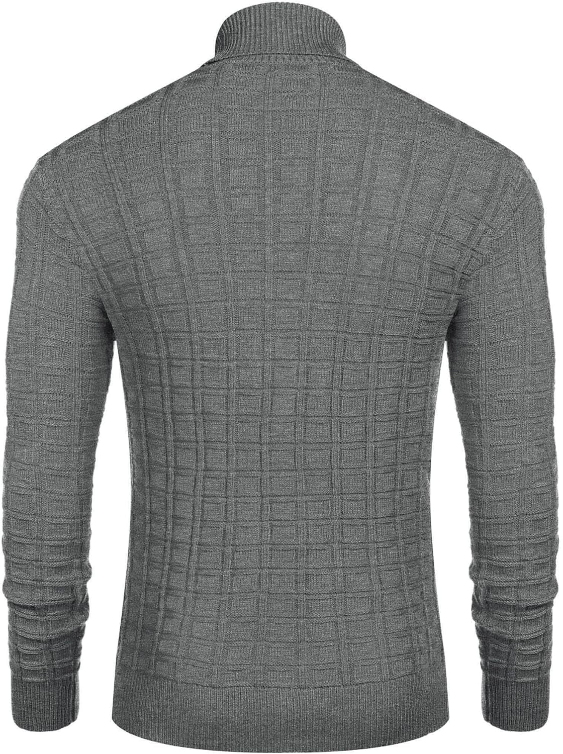 Men'S Slim Fit Turtleneck Sweater Casual Solid Waffle Knitted Pullover Sweaters