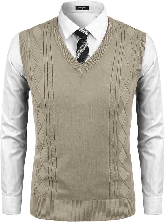 Sweater Vest for Men Sleeveless V Neck Slim Fit Knit Pullover Sweater Vests Casual Knitwear