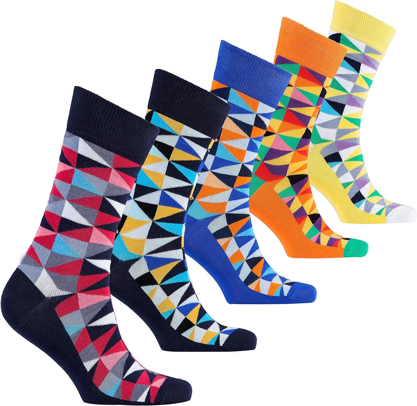 -Mens 5Pair Luxury Colorful Cotton Fun Novelty Dress Socks Gift Box