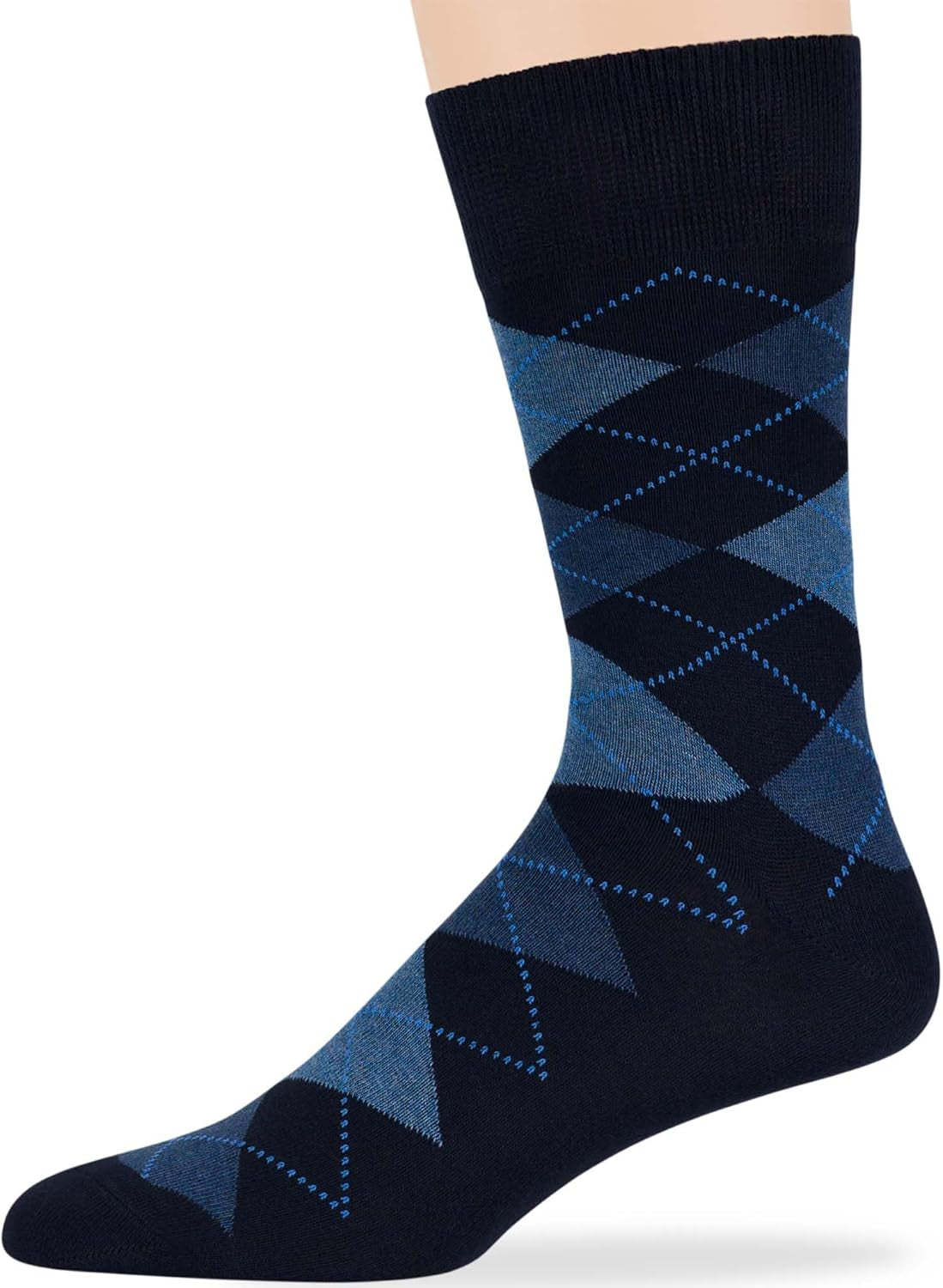 7Bigstars Men'S Cotton Dress Crew Socks -6 Pack-Argyle Stripes Dots-Large-Brown Blue Black Khaki Beige